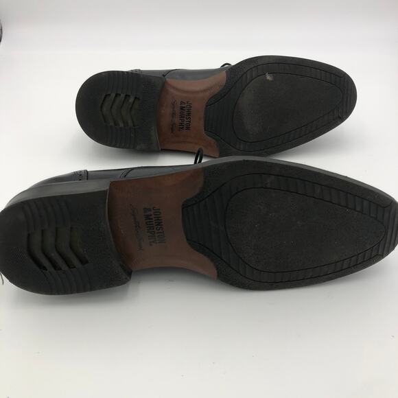 Johnston & Murphy Black Leather Oxfords, Men\'s Size 9W/EUR 420
